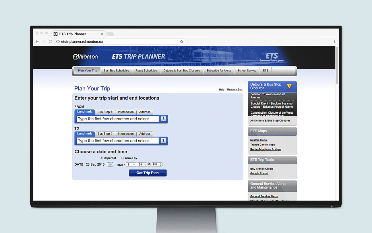 ETS Trip Planner Web App Affective Design Inc.